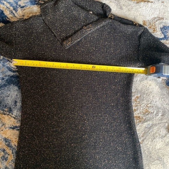 Brochu Walker Black Metallic Knit Sweater Wool Cashmere Blend - Picture 6 of 11